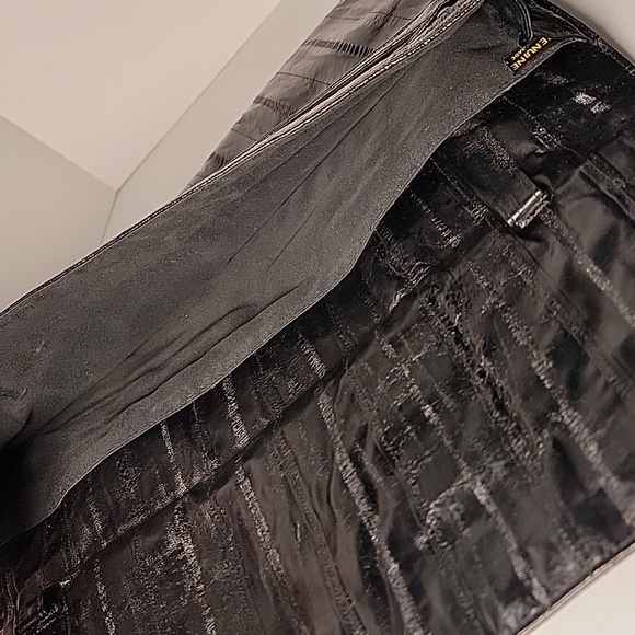 Vintage Eel Skin Leather Clutch Purse Black Fold Over Soft Pockets Handbag - Picture 12 of 16